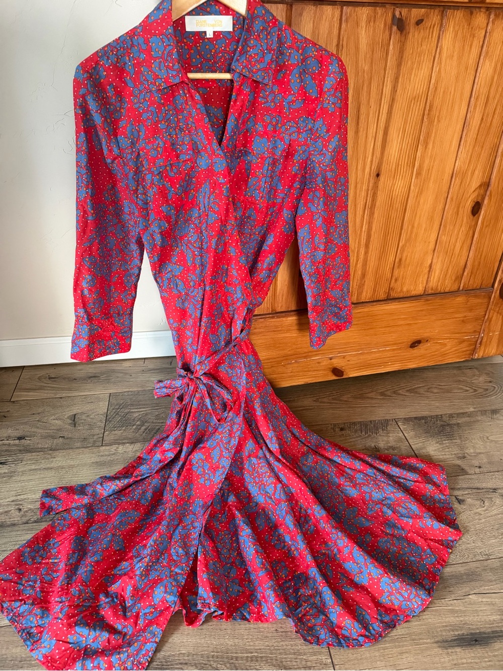 Diane von Furstenberg DVF Silk Cotton Floral Wrap Dress – Size Large